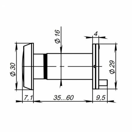 Фотография Глазок Punto (Пунто) дверной, оптика пластик DV-1/60-35/P (DVP1/NEW) CP хром