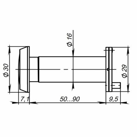 Фотография Глазок Punto (Пунто) дверной, оптика пластик DV-3/90-50/P (DVP3/NEW) CP хром