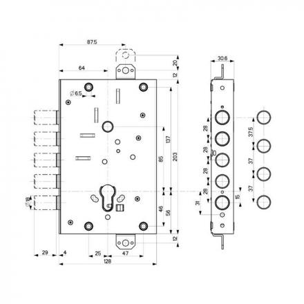 Фотография Корпус Mottura (Моттура) врезного замка 82.505W800B