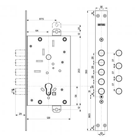 Фотография Корпус Mottura (Моттура) врезного замка 82.525W800B
