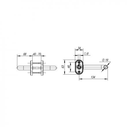 Фотография Ручка Fuaro (Фуаро) раздельная R.DSS304-0203P/19 (DSS-0203P/19) INOX 304