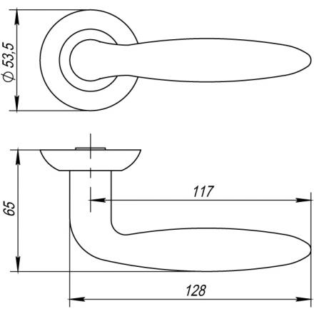 Фотография Ручка Punto (Пунто) раздельная R.TL54.BASIS (BASIS TL) SN/CP-3 матовый никель/хром
