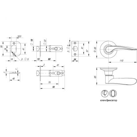 Фотография Ручка Punto (Пунто) защелка DK620 MAB-ET (6020 MAB-E) (кл./фик.) мат. бронза