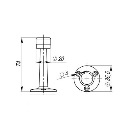Фотография Упор Armadillo (Армадилло) дверной настенный STOPPER/ZA033 (DH033ZA) CP-8 хром
