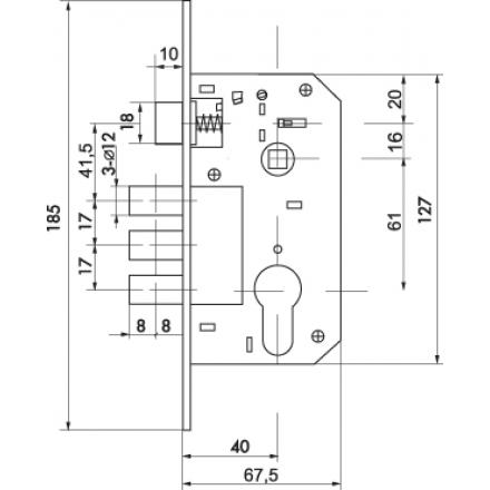 Фотография Замок цилиндровый Fuaro (Фуаро) с в комплекте с ручкой LOCKSET.1511W/B (SET F1511W/B) AB бронза