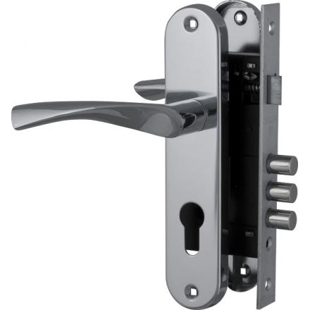 Фотография Замок цилиндровый Fuaro (Фуаро) с в комплекте с ручкой LOCKSET.1511W/B (SET F1511W/B) CP хром