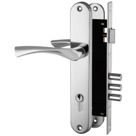 Фотография Замок цилиндровый Fuaro (Фуаро) с в комплекте с ручкой LOCKSET.9011 (SET F9011) CP хром
